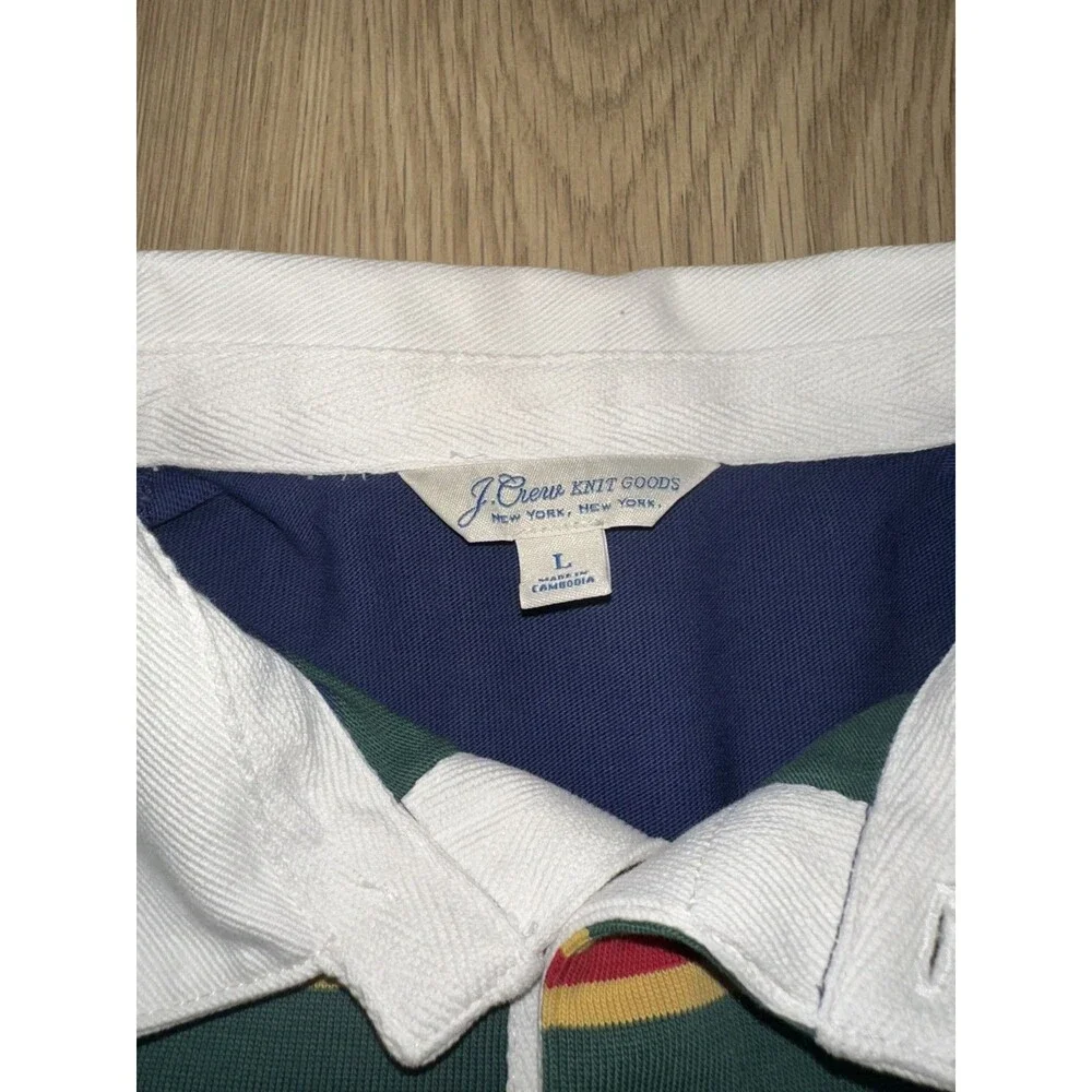 J Crew Knit Goods Rugby Shirt in Multistripe Multicolor Colorblock Mens Large